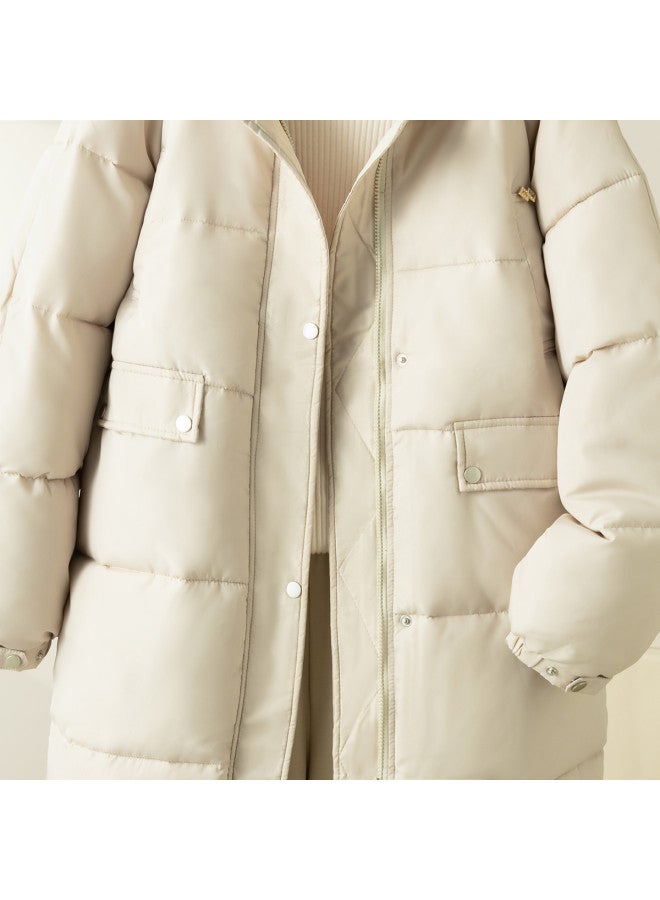 Fapai Women's Cotton Jacket Autumn Winter Warm Comfortable Women's Cotton Coat Outerwear Simple Mid-length - Image 5