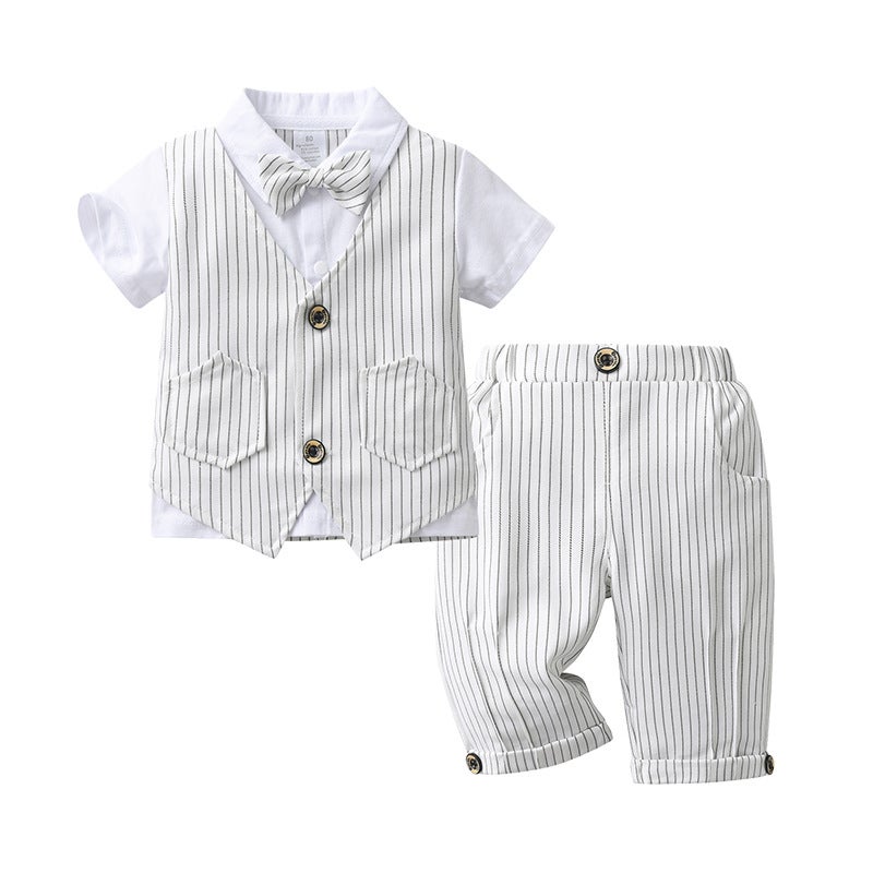 Kids Summer Suit Vest Set Boys White 