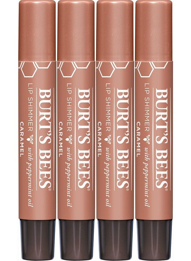 Burt's Bees Lip Balm Easter Basket Stuffers, Moisturizing Lip Shimmer Spring Gift for Women, for All Day Hydration, with Vitamin E & Coconut Oil, 100% Natural, Caramel, 0.09 Ounce (4 Pack) - Image 1