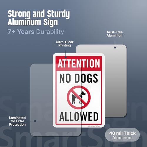 SmartSign 10 x 7 inch “Attention - No Dogs Allowed” LawnPuppy Yard Sign and 18 inch Stake Kit, 40 mil Laminated Rustproof Aluminum, Red, Blue and White, Set of 1, Made in USA - Image 4