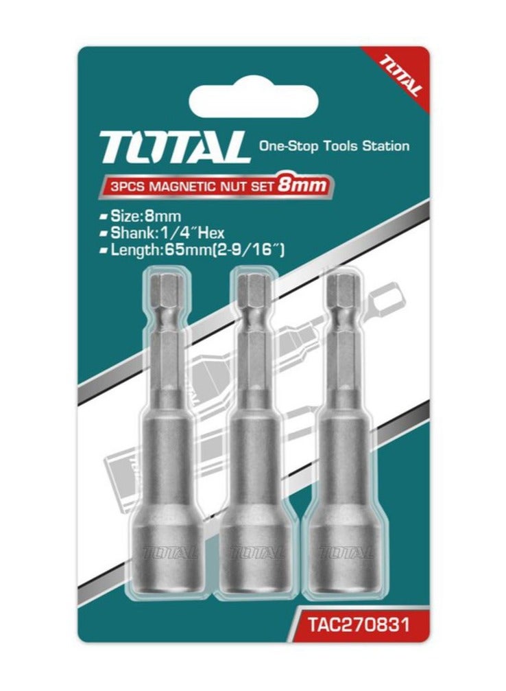 توتال TOTAL طقم 3 قطع صامولة مغناطيسية 8 ملم TAC270831  - Image 3