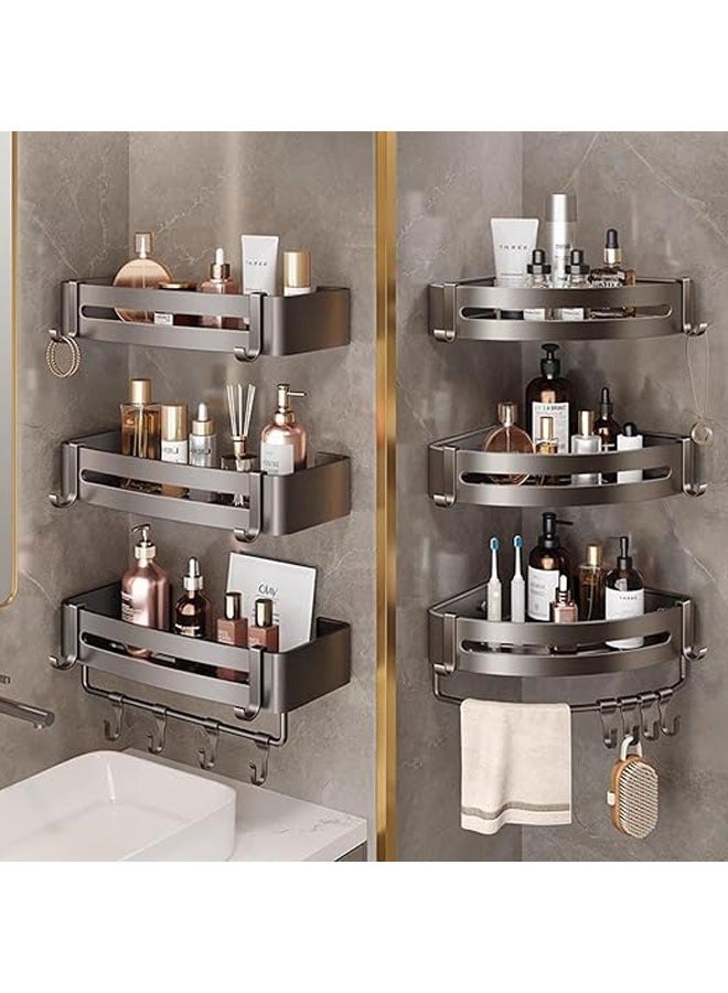 Arabest 2 Pack Bathroom Shower Shelves with 8 Hooks &Towel Bar, Shower Caddy Shelf Organizer Rack, Rustproof Bathroom Shower Storage Baskets, Wall Organization Storage Shelves Basket for Bathroom Kitchen Dorm - Image 3