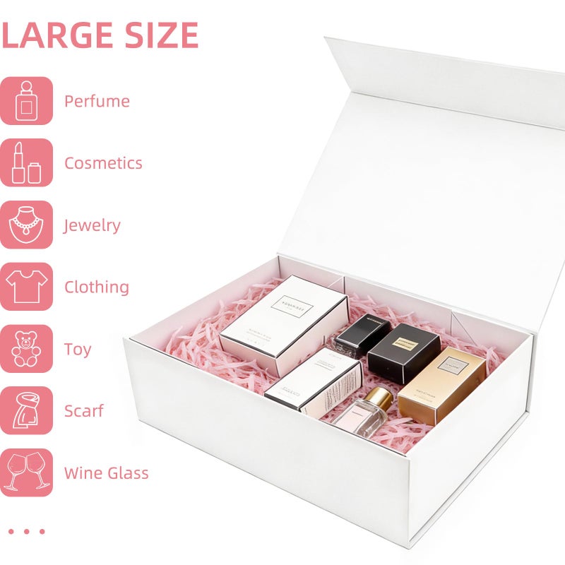 batifine Gift Box, 13x9x3.7 Inch Gift Boxes with Lids for Presents, Magnetic Large Gift Box Bridesmaid Proposal Graduation Birthday Wedding Storage White Boxes (1 Pack) - Image 4