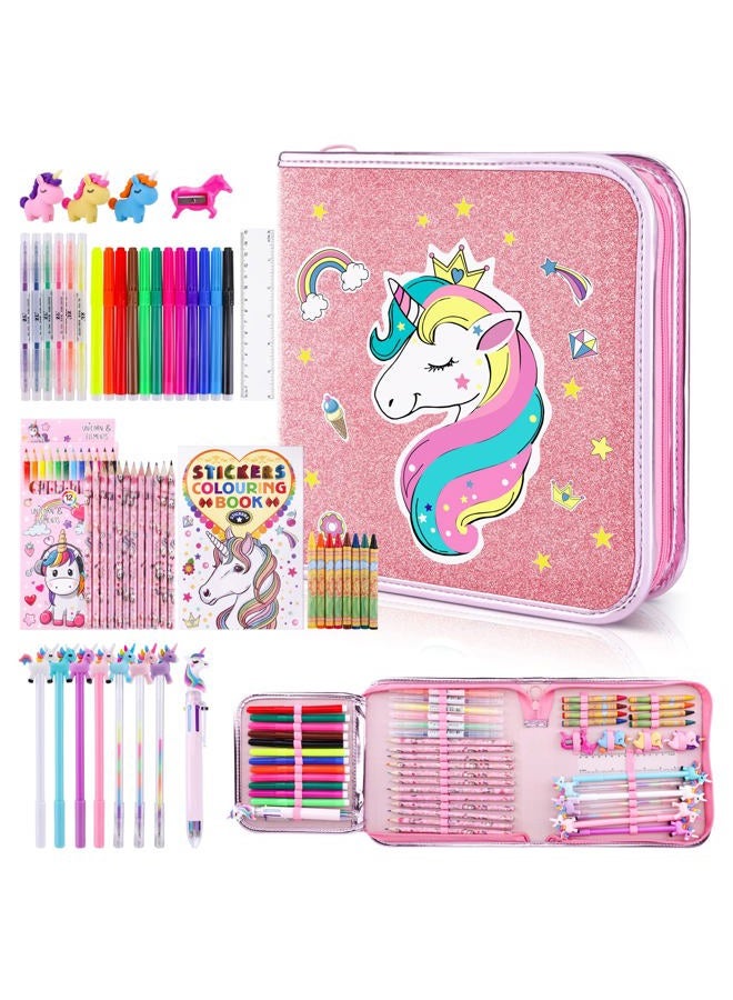 MAIGOZON Fruit Scented Markers Set with Unicorn Pencil Case - Image 1