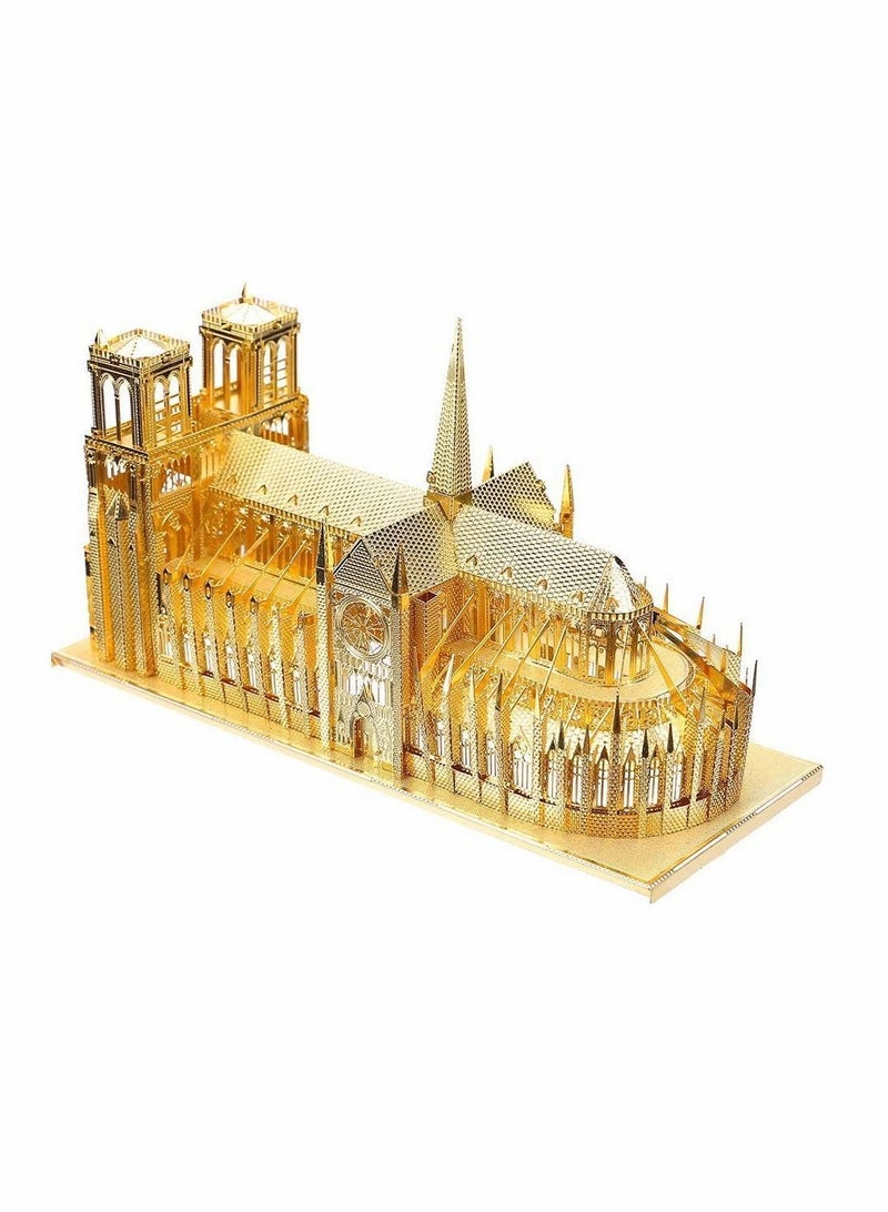 3D Metal Puzzle for Adults, Gold Notre Dame De Paris Church Model Kit, French Cathedral Architecture Building Kits, Brain Teaser - Image 1