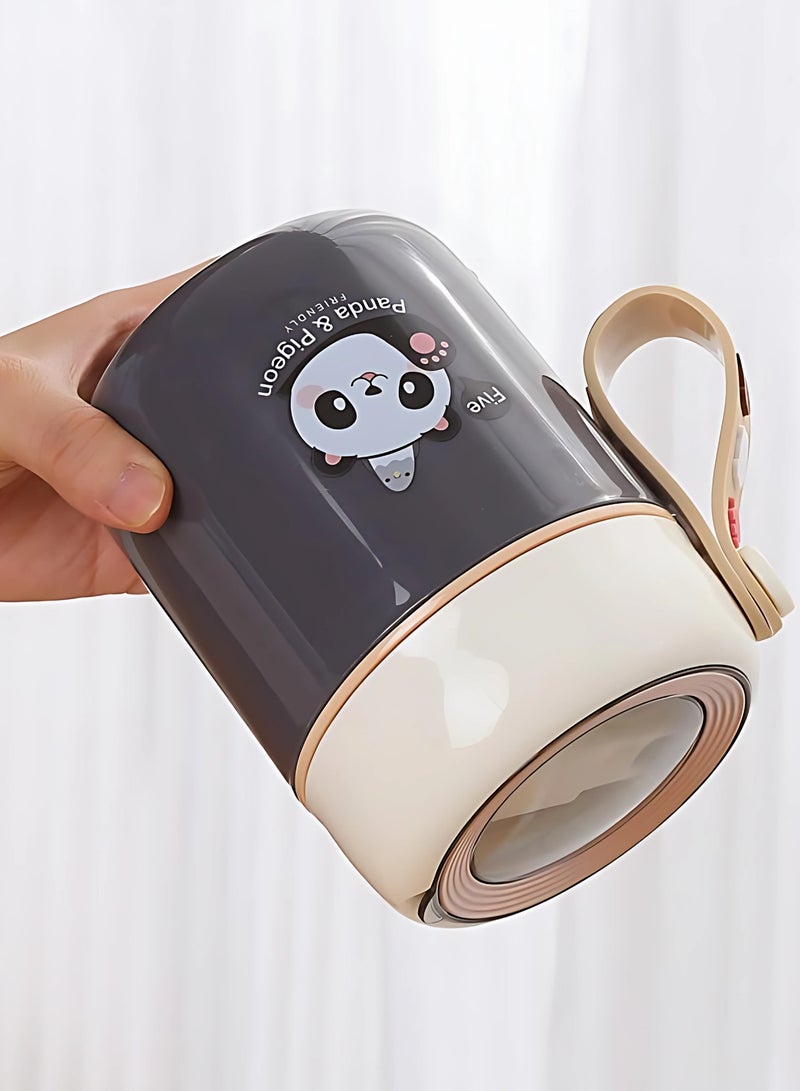 Twisoo Panda & Pigeon Vacuum Insulated Food Jar- Leak-Proof Portable Food Bowl, Stainless Steel with Foldable Spoon, Kids Food Jar for School Office Picnic Travel (450ml) (Gray) - Image 3