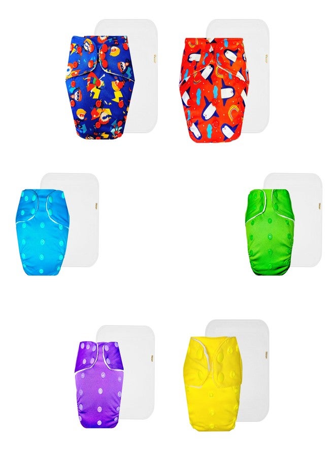 حفاضات قماشية فاخرة من دمبلدو مع حشوة قطنية (عبوة من 6) | ملائمة تمامًا | مانعة للتسرب | سريعة الجفاف | تغيير حفاضات بدون قلق | من 3 أشهر إلى 3 سنوات | للجنسين - Image 1