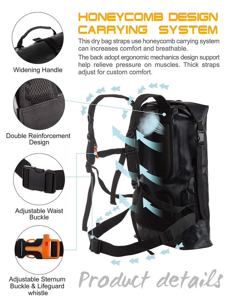 IDRYBAG Waterproof Backpack Dry Bag 20L/30L/40L, Floating Dry Backpack Waterproof for Men, Dry Sack Waterproof Bag for Kayak - Image 2