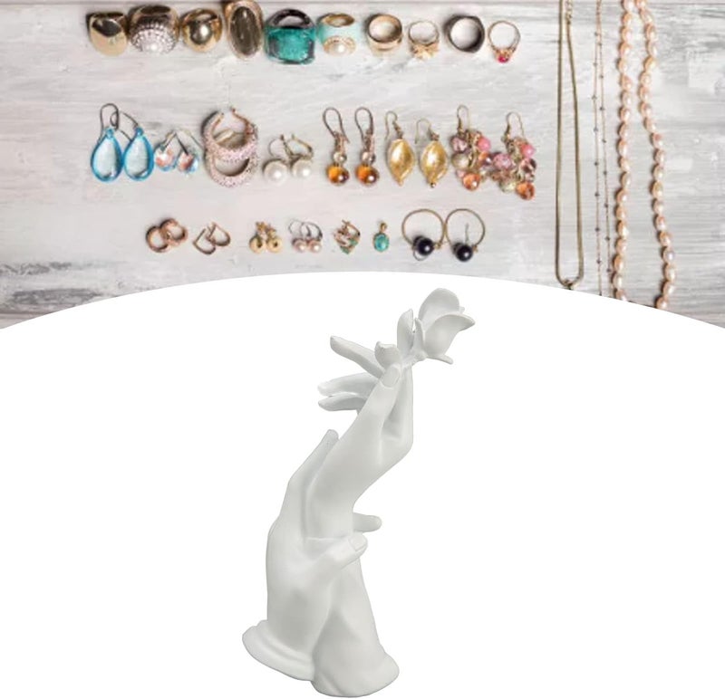 klarako White Resin Hand Display Stand, Elegant Jewelry Holder for Necklace, Rings, and Bracelets, Perfect for Home Decor or Photograph Props - Image 4