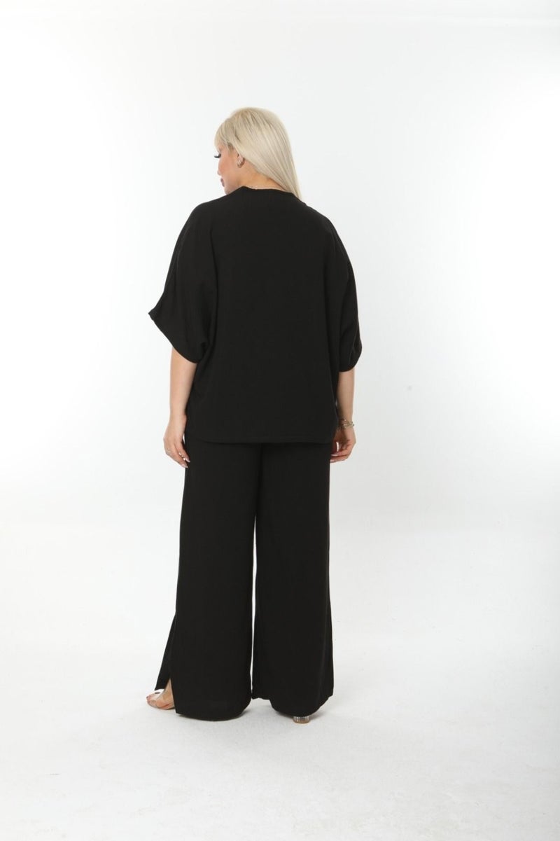 Escbutik Large Size Side Slit Comfortable Two-piece Suit with Trousers Stylish Bottom-Top Suit  - Image 2