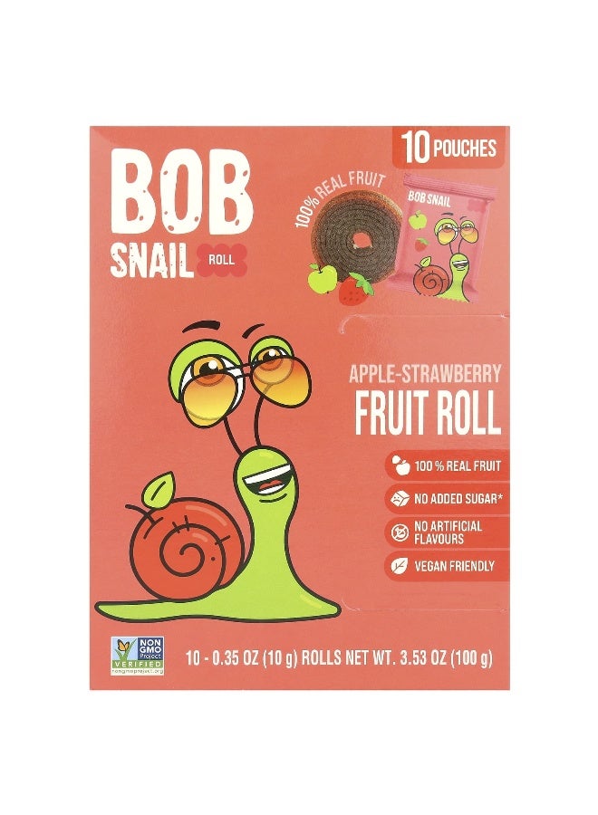 Bob Snail, Fruit Rolls, Apple-Strawberry, 10 Pouches, 0.35 oz (10 g) Each - Image 1
