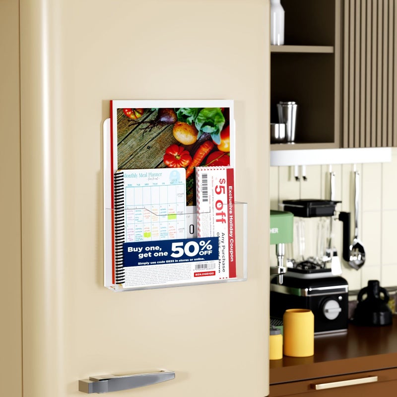 Magnetic File Holder Wall Mounted Large Pocket Magazine Organizer For Refrigerator Locker Whiteboard - Image 5