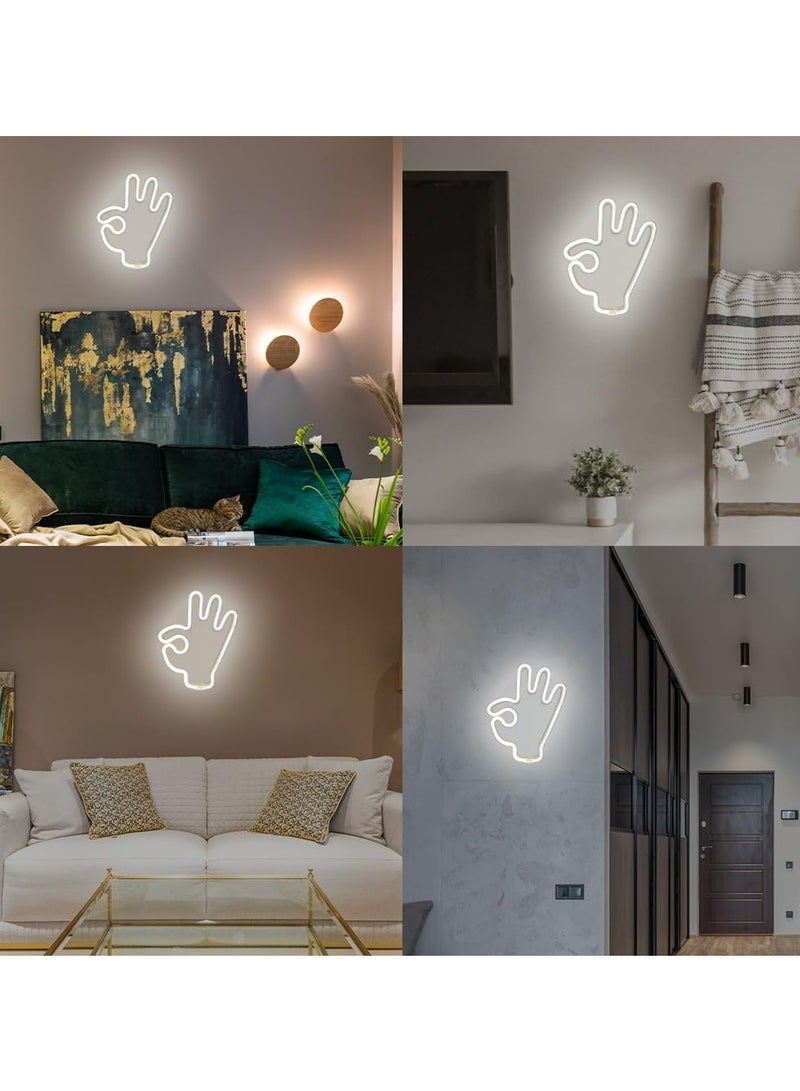 SYOSI OK Gesture Neon Light Sign, USB or 3 AA Battery Powered Neon Sign, LED Light Art Wall Decoration for Bedroom, Room, Wall Decor Party Birthday - Image 2