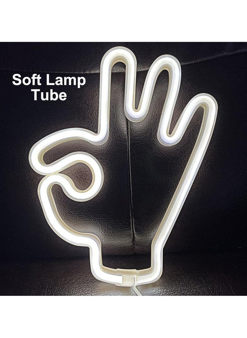 SYOSI OK Gesture Neon Light Sign, USB or 3 AA Battery Powered Neon Sign, LED Light Art Wall Decoration for Bedroom, Room, Wall Decor Party Birthday - Image 3