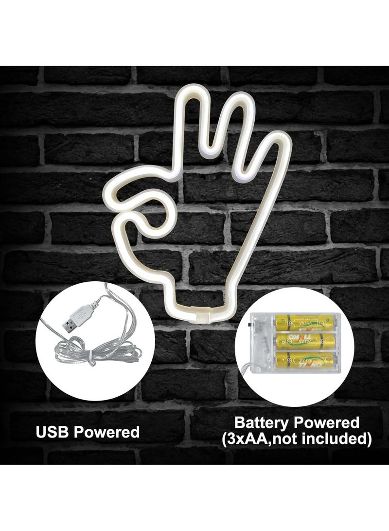 SYOSI OK Gesture Neon Light Sign, USB or 3 AA Battery Powered Neon Sign, LED Light Art Wall Decoration for Bedroom, Room, Wall Decor Party Birthday - Image 4