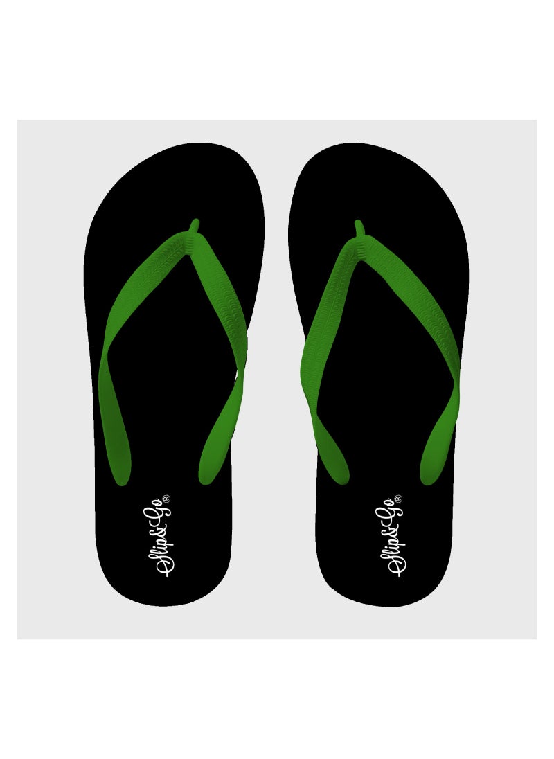 Slip&Go - black basic slipper with green strap - Image 1
