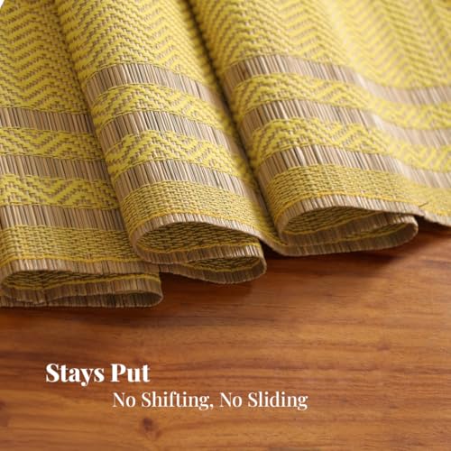 Peepul Tree Handmade Table Runner for 6 Seater| Multipurpose Natural Grass Table Runner for Dining Table, Coffee & Centre Table | Non-Slippery | Heat-Resistant |12" x 72"Inch | Lemon Yellow & Purple - Image 5