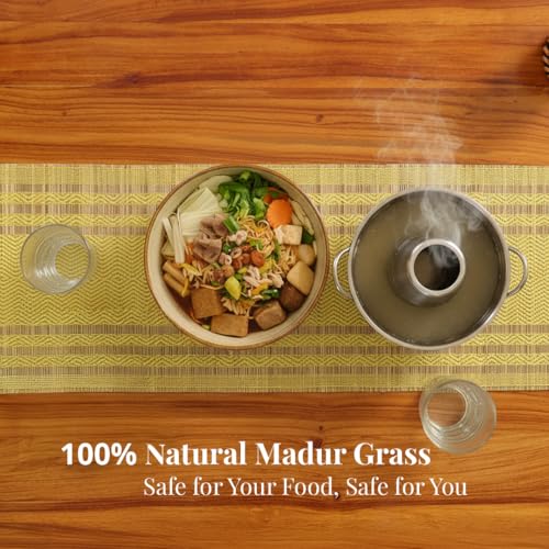 Peepul Tree Handmade Table Runner for 6 Seater| Multipurpose Natural Grass Table Runner for Dining Table, Coffee & Centre Table | Non-Slippery | Heat-Resistant |12" x 72"Inch | Lemon Yellow & Purple - Image 3