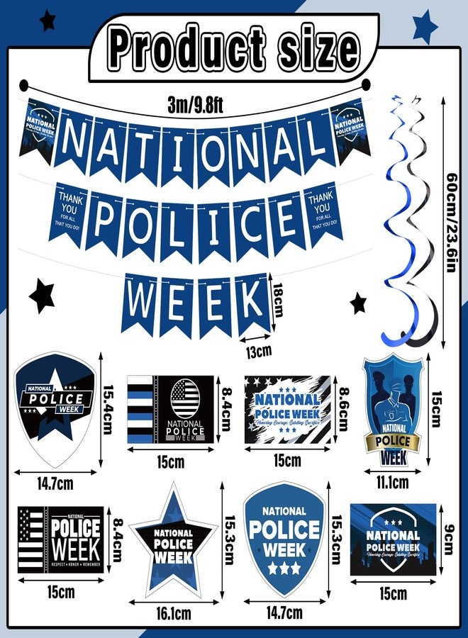 Supervitae 54 Pcs National Police Week Decoration Police Week Banner Law Enforcement Party Supply Policeman Retirement Birthday Photo Backdrop Hanging Swirls for Celebrations Memorial Event - Image 3