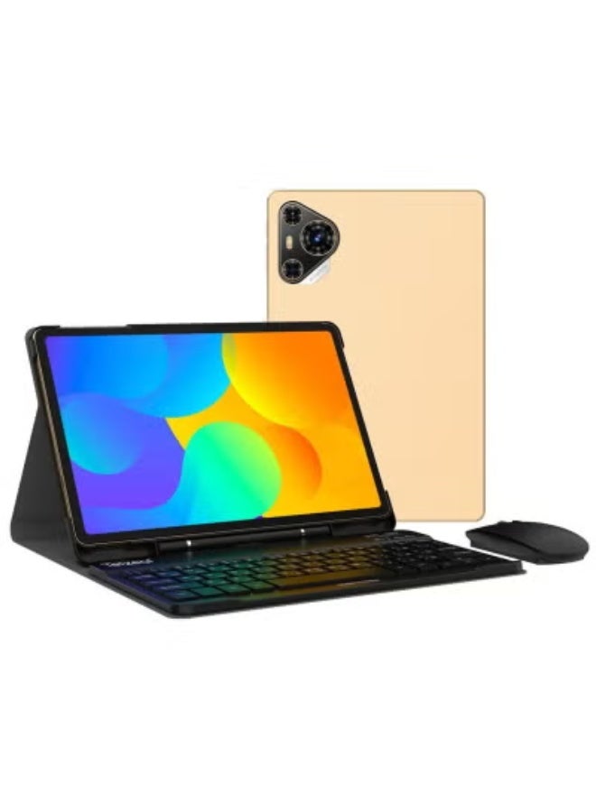 Telzeal P200 11-Inch Android Tablet – 12GB RAM, 512GB Storage, FHD Display, Dual SIM 4G LTE + WiFi, 10000mAh Battery, Slim Gold Design with Protective Case & Keyboard for Work, Study & Entertainment - Image 1