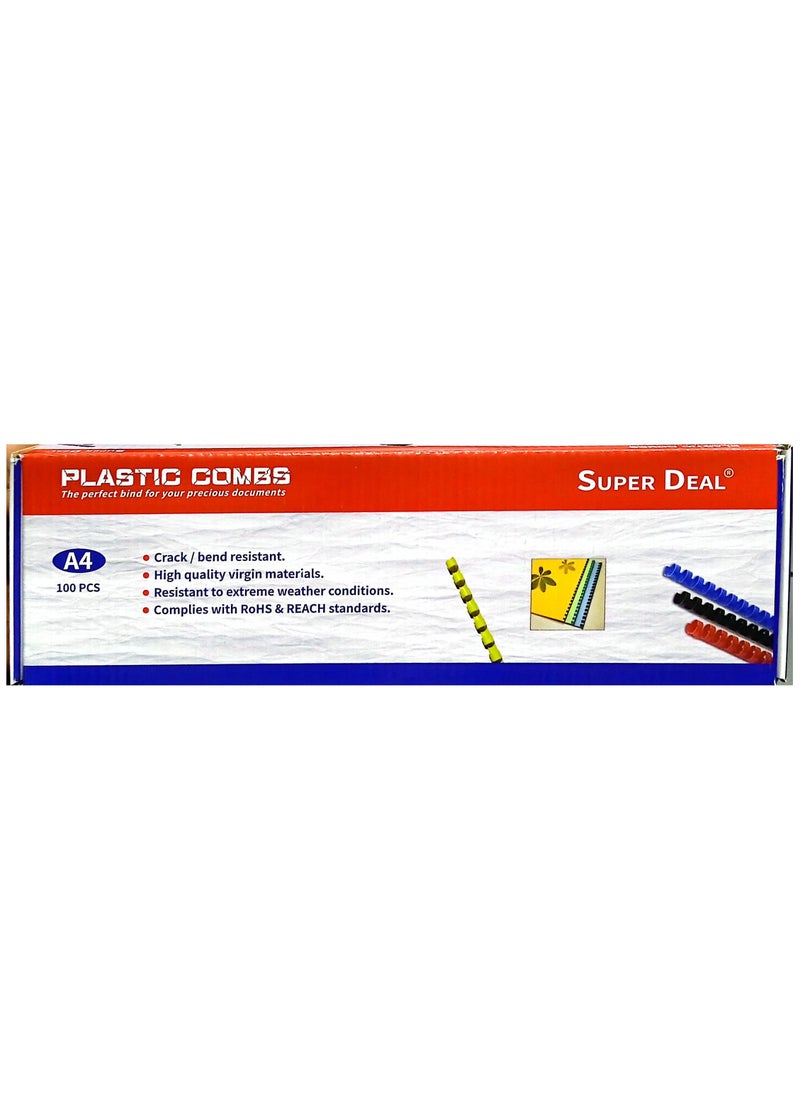 SUPER DEAL 100-Piece Binding Combs 6mm Blue  - Image 1
