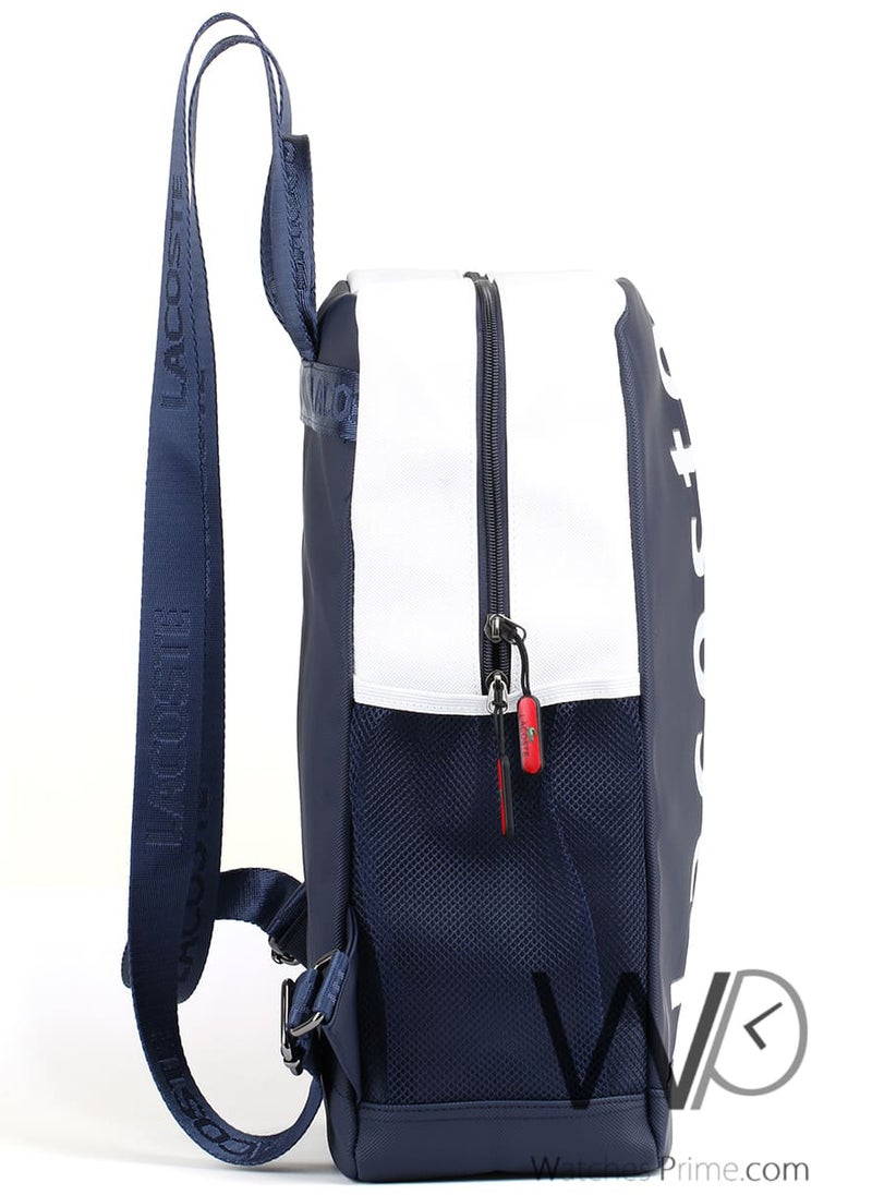 LACOSTE Lacoste Backpack Navy Blue White Fiber Men Laptop Bag  - Image 5