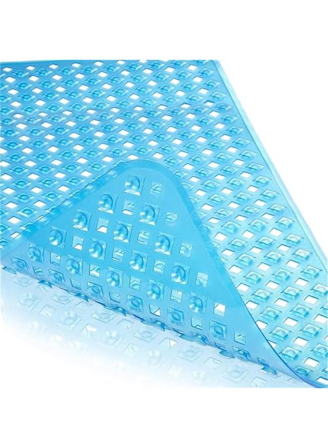 هوكور بساط حوض الاستحمام من هوكور، غير قابل للانزلاق مع فتحات تصريف واكواب شفط للحفاظ على نظافة الارضية، ناعمة على القدمين، ملحقات الحمام، سجادات حمام قابلة للغسل في الغسالة (88 × 40 سم) (ازرق) - Image 1