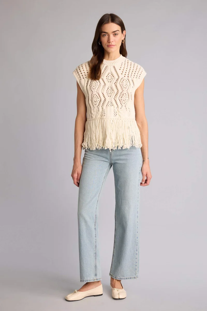 DeFacto Oversize Fit With Fringe Knit Vest