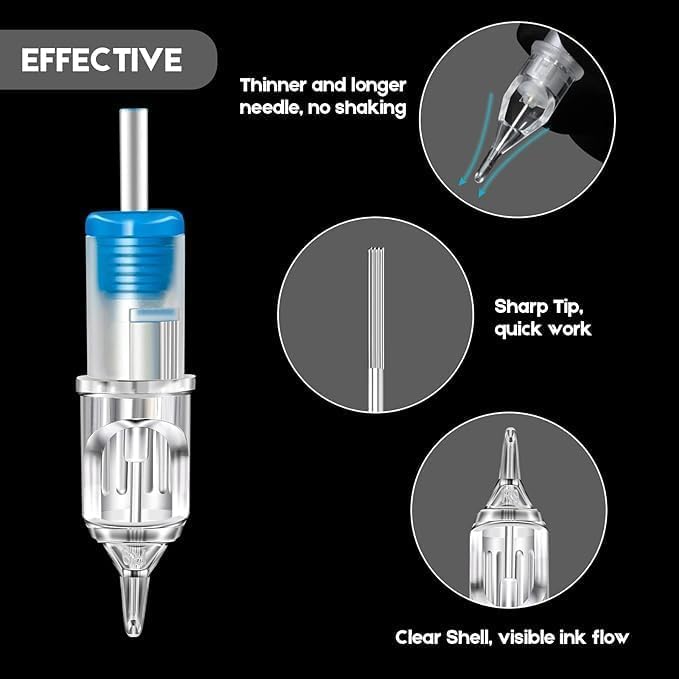 SHIELD PLUS Tattoo Cartridge Needles SHIELD PLUS Professional Tattoo Cartridge for Lining Filling Shading Compatible with all type of Cartridge Machine 7RLRound Liner 10 count - Image 2