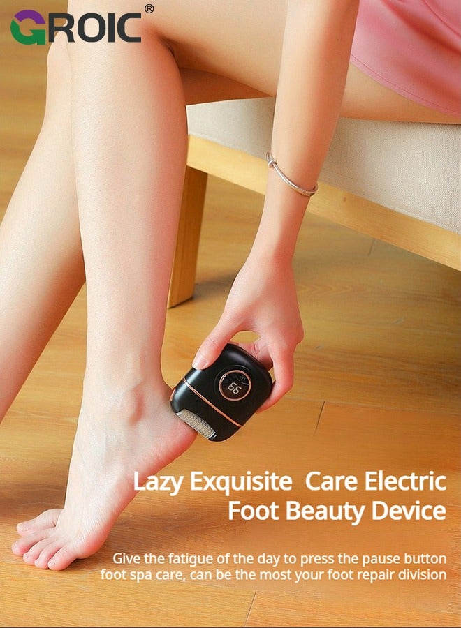 GROIC Electric Callus Remover for Feet, Rechargeable Pedicure Tools Foot Care Kit, Callus Remover for Feet with 3 Roller Heads,2 Speed, Battery Display for Remove Cracked Heels Calluses and Hard Skin - Image 3