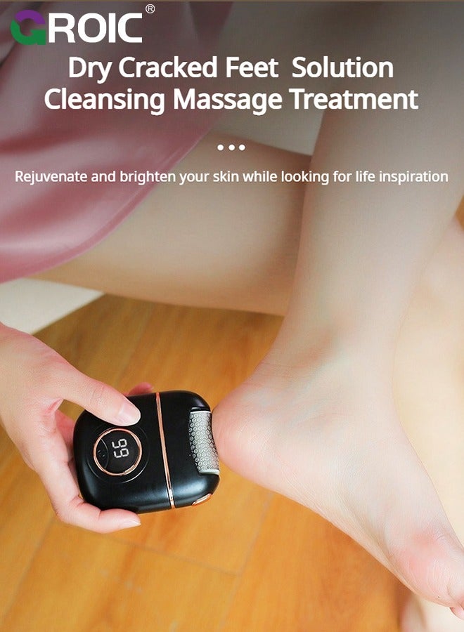 GROIC Electric Callus Remover for Feet, Rechargeable Pedicure Tools Foot Care Kit, Callus Remover for Feet with 3 Roller Heads,2 Speed, Battery Display for Remove Cracked Heels Calluses and Hard Skin - Image 5