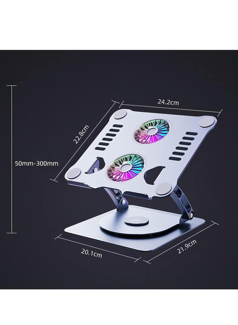 Premium Series 360 Degree Rotating Metal RGB Space Laptop Stand Dual Fan Aluminum Notebook Holder 11-17 Inch  - Image 3