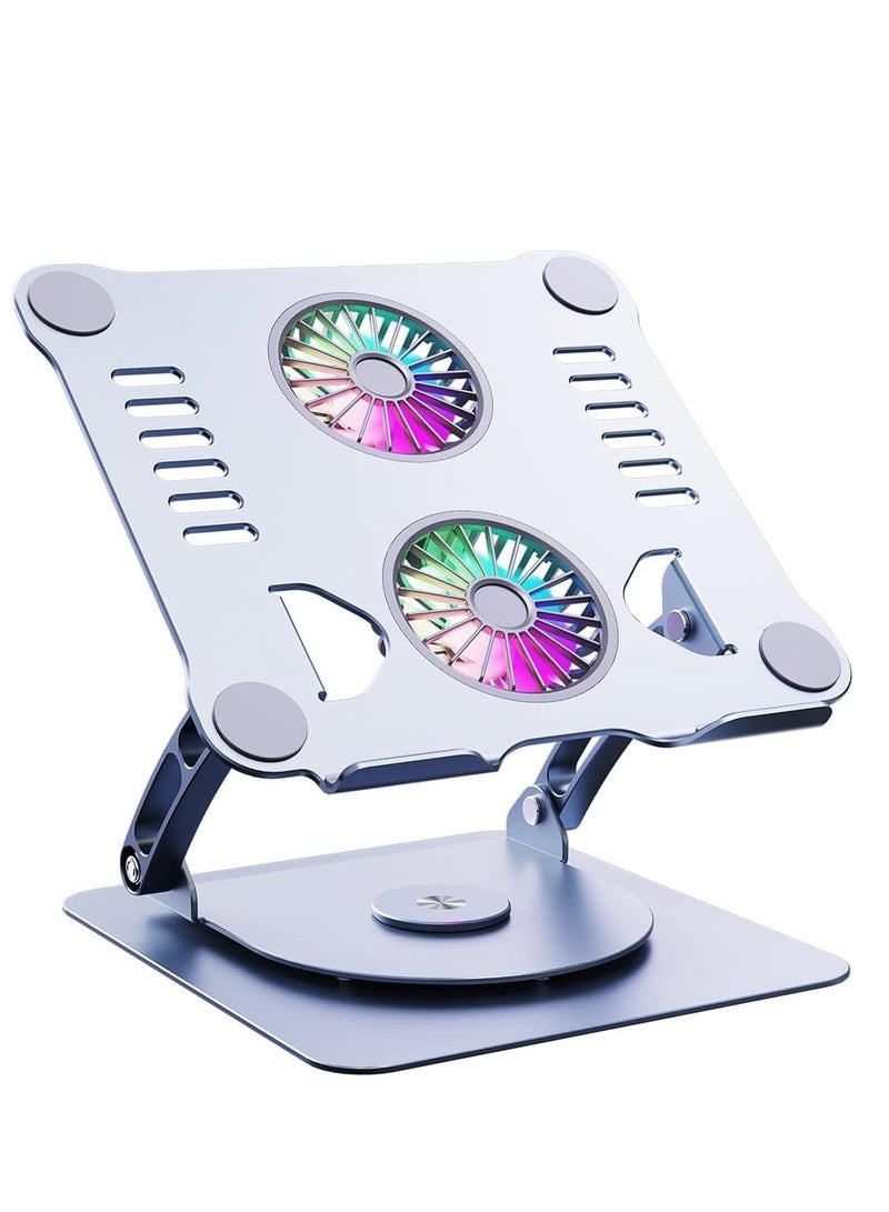 Premium Series 360 Degree Rotating Metal RGB Space Laptop Stand Dual Fan Aluminum Notebook Holder 11-17 Inch  - Image 1