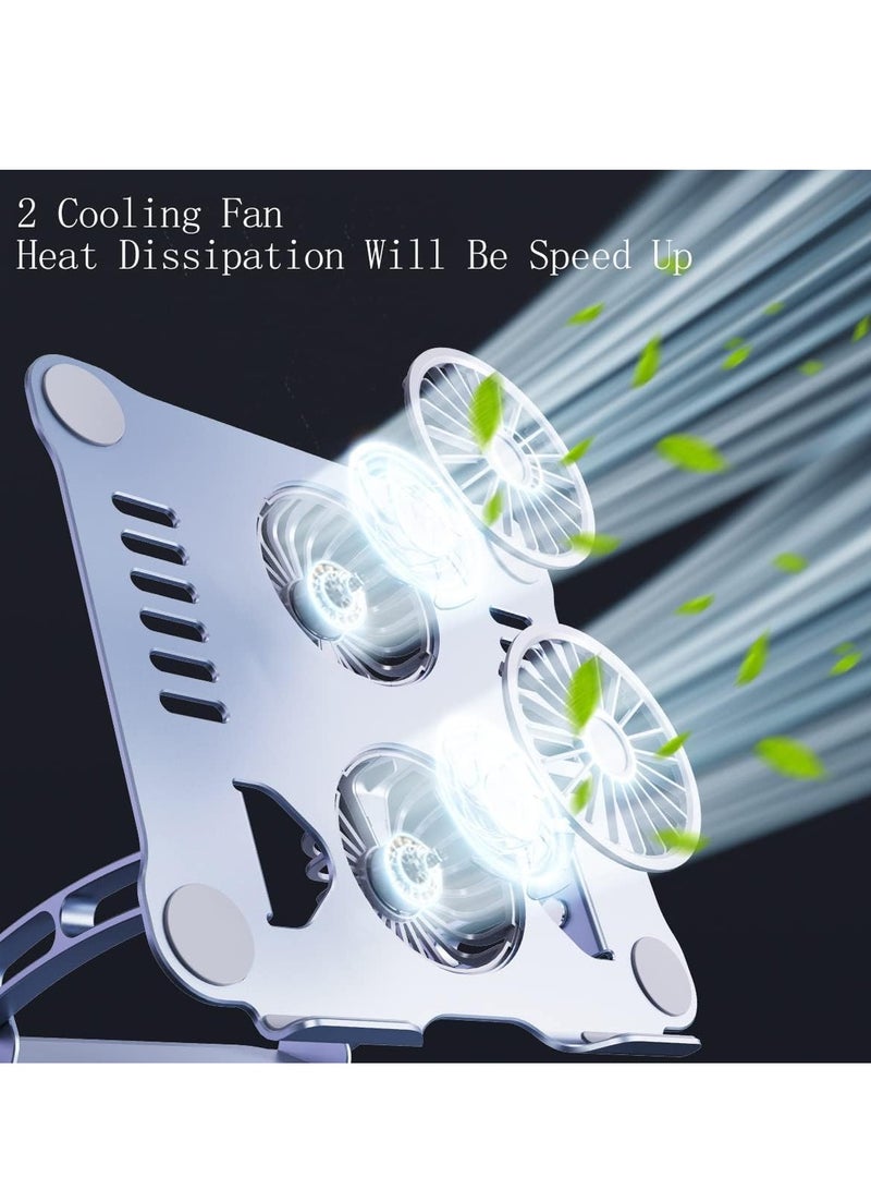 Premium Series 360 Degree Rotating Metal RGB Space Laptop Stand Dual Fan Aluminum Notebook Holder 11-17 Inch  - Image 5