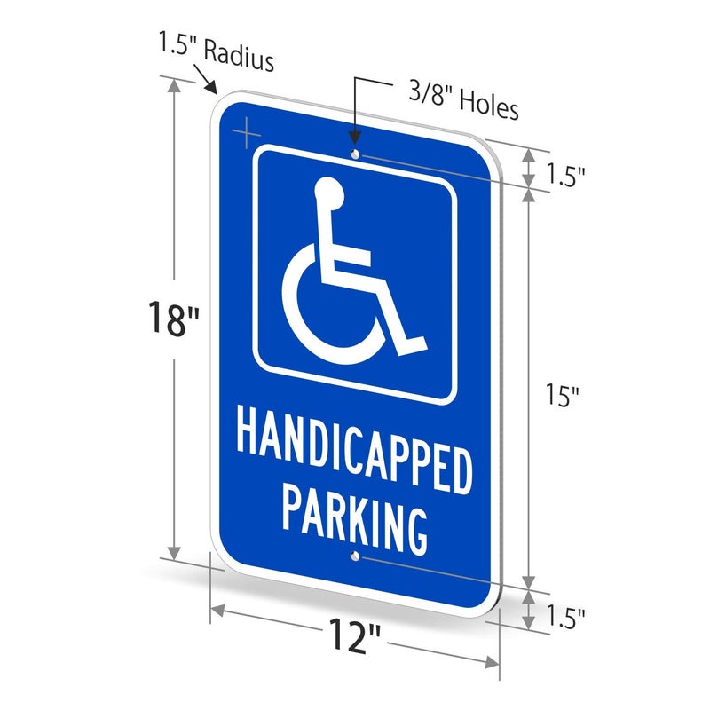 SmartSign Handicapped Parking Sign, 12 x 18 Inches 3M Engineer Grade Reflective Aluminum, Pre-Drilled Holes, USA Made - Image 3