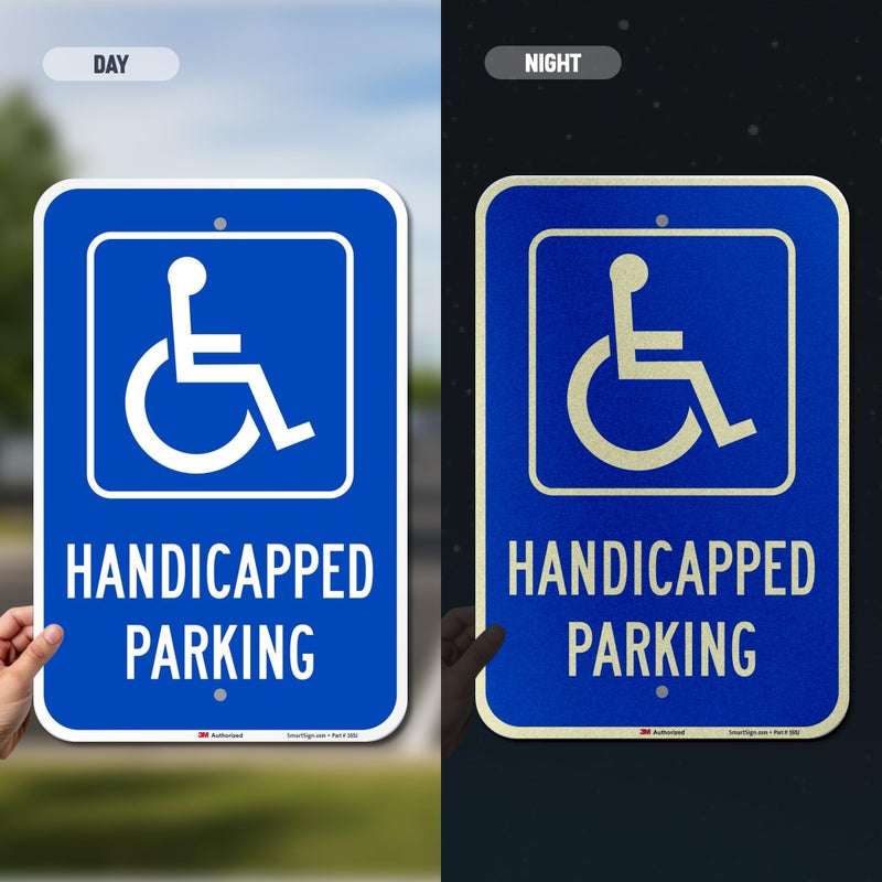 SmartSign Handicapped Parking Sign, 12 x 18 Inches 3M Engineer Grade Reflective Aluminum, Pre-Drilled Holes, USA Made - Image 5