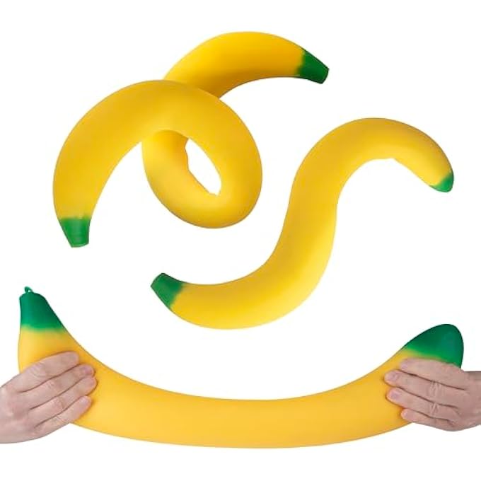 ORB Easy Sqweezy Giant Stretchy Banana - Stretches Up to 6 Feet Long - Huge Jumbo Sized Squishy Fruit Toy, Perfect to Squeeze for Stress Relief - Fun Sensory / Fidget Novelty Toy for Kids and Adults - Image 5