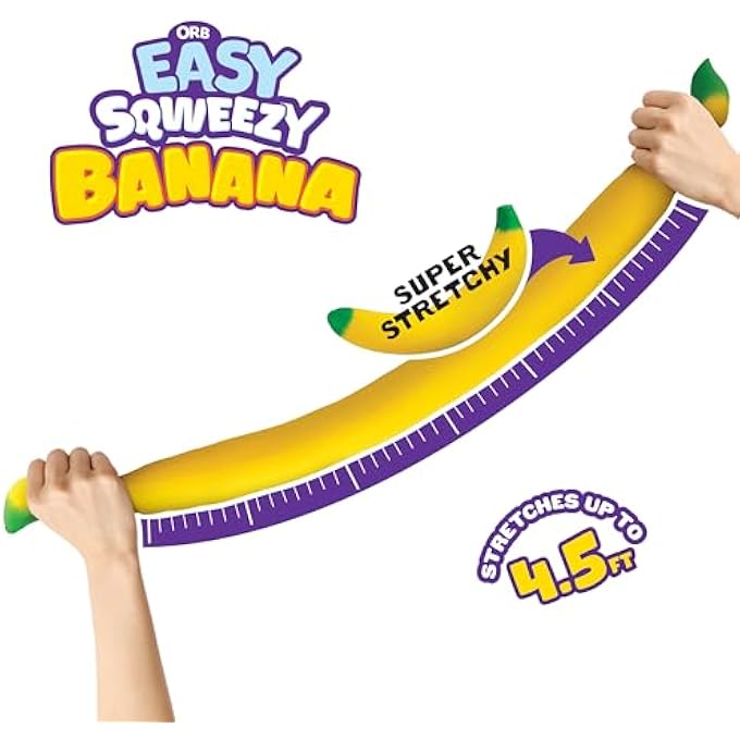 ORB Easy Sqweezy Giant Stretchy Banana - Stretches Up to 6 Feet Long - Huge Jumbo Sized Squishy Fruit Toy, Perfect to Squeeze for Stress Relief - Fun Sensory / Fidget Novelty Toy for Kids and Adults - Image 2