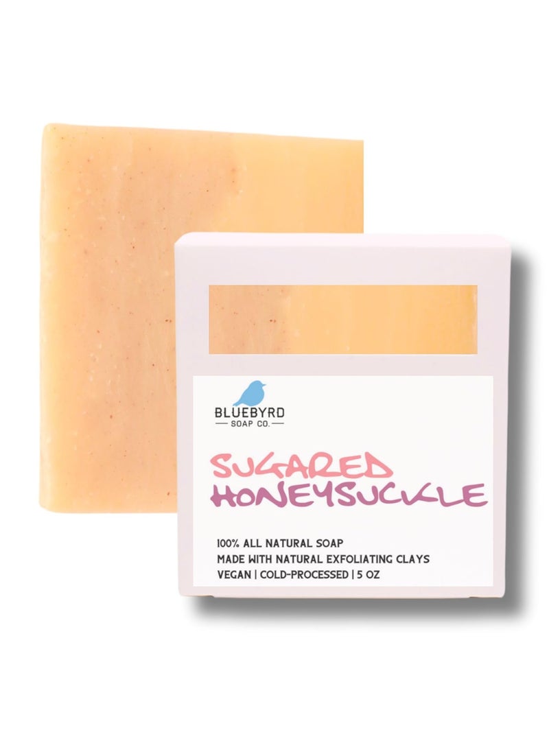 BLUEBYRD SOAP CO. Bluebyrd Soap Co. Honeysuckle Bar Soap | Floral Scented Organic Plant Based Oil Handmade Soap Bars | Cold Processed, Vegan, Gentle Cleansing Bar for Healthy and Glowing Skin (Honeysuckle) 