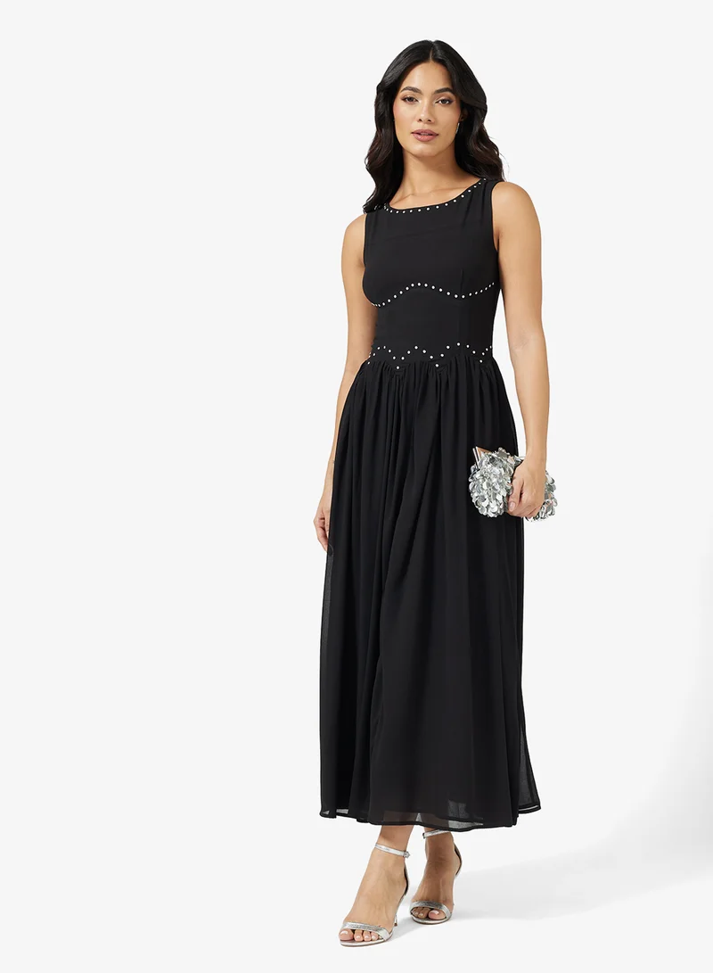 Never fully Dressed Mesh Detailed Sleeveless Maxi Dress