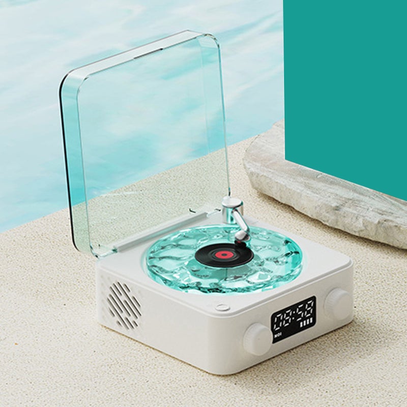 Waves Player Cordless Compact Stereo Sound Ambient Light Creative Present Portable Vintage Waves Speaker for Sleep Relaxing White - Image 3