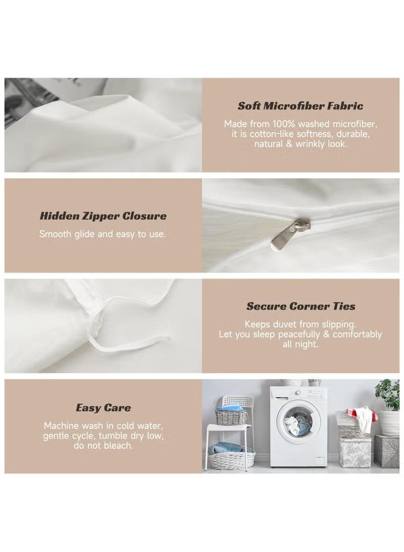 Arabest Duvet Cover Set King Size 4 Pcs, Include 1 Quilt Cover 220 x 240cm & 2 Pillow Cases 50 x 75cm & 1 Bedsheet 230 x 250cm, Super Soft Quality Cotton Bedding Set, NO Comforter - Milkshake White - Image 5