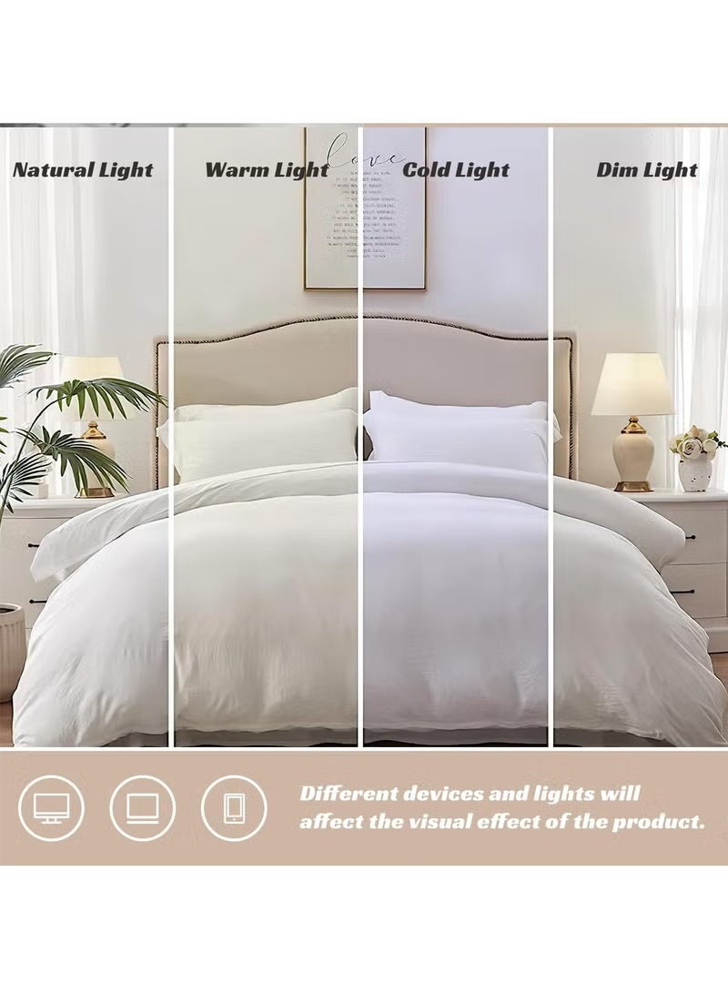 Arabest Duvet Cover Set King Size 4 Pcs, Include 1 Quilt Cover 220 x 240cm & 2 Pillow Cases 50 x 75cm & 1 Bedsheet 230 x 250cm, Super Soft Quality Cotton Bedding Set, NO Comforter - Milkshake White - Image 4