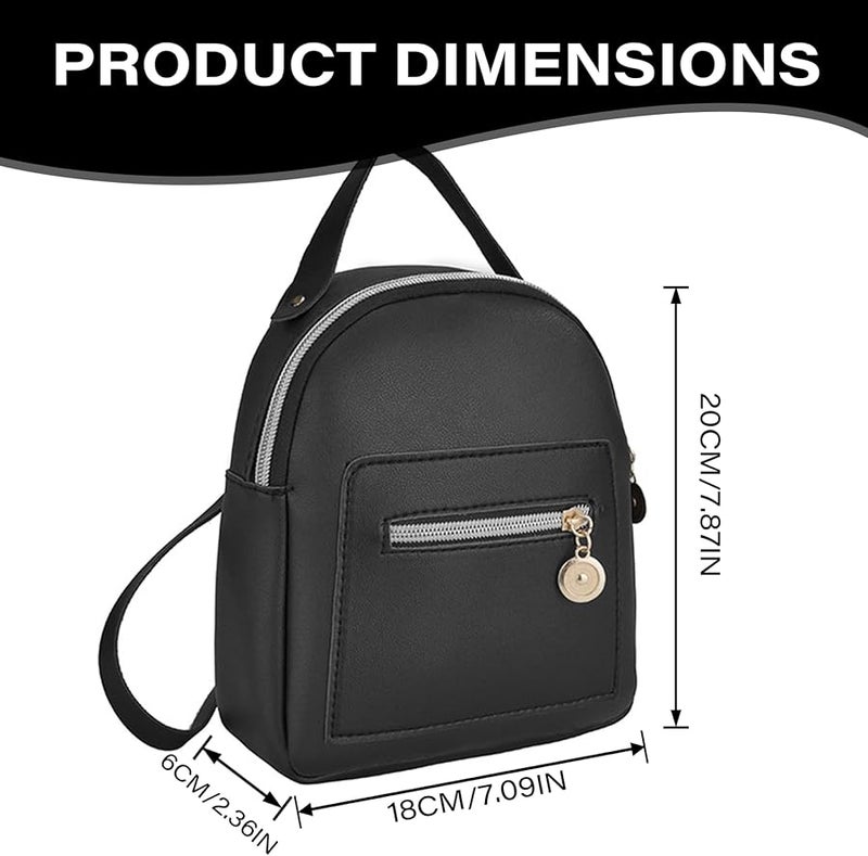 Small Black PU Leather Mini Backpack for Girls Women Teens 7.9x7x2.4 Inches - Image 5