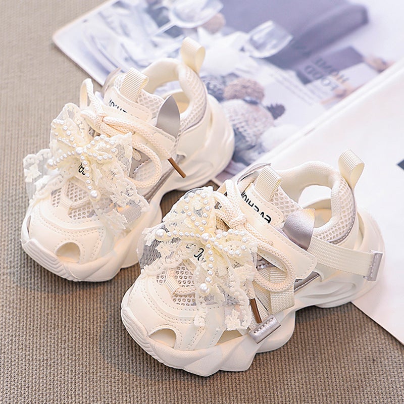 Girl'S Colorblock Sneaker Sandals 2025 Children'S Casual Shoes Girl'S Fashionable Mesh Hollow Shoes - Image 3