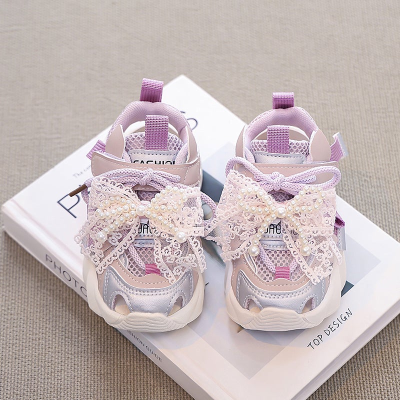 Girl'S Colorblock Sneaker Sandals 2025 Children'S Casual Shoes Girl'S Fashionable Mesh Hollow Shoes - Image 1