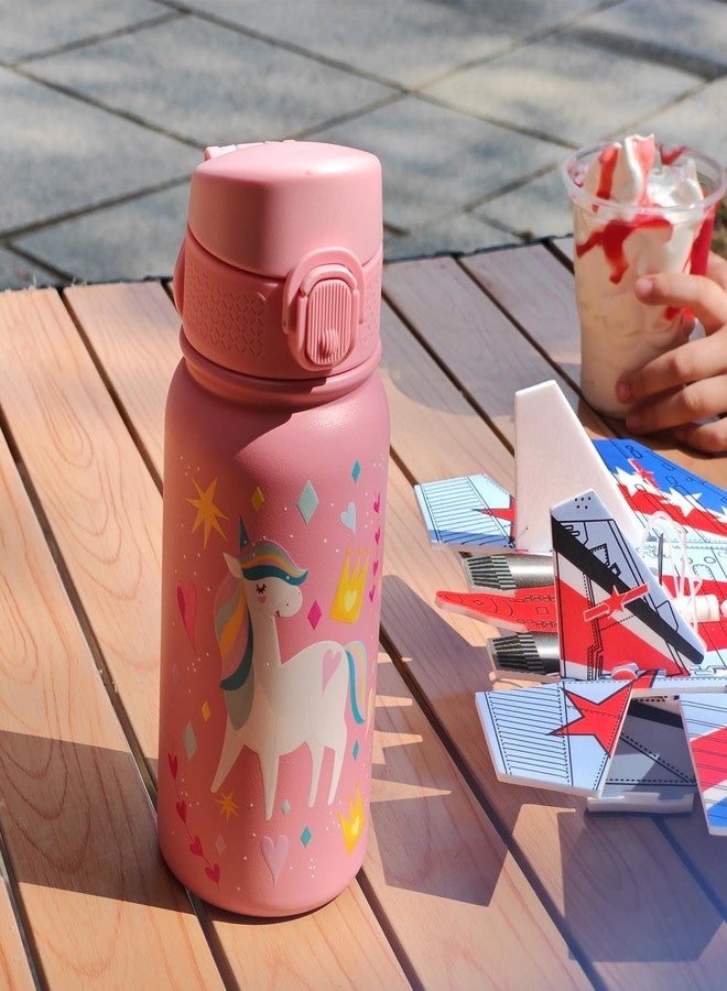 OLDLEY 12oz Kids Water Bottle, Stainless Steel Insulated Water Bottle For Kids, With Straws Leak-proof, Kids Water Bottles For School Boys Girls,Unicorn - Image 2