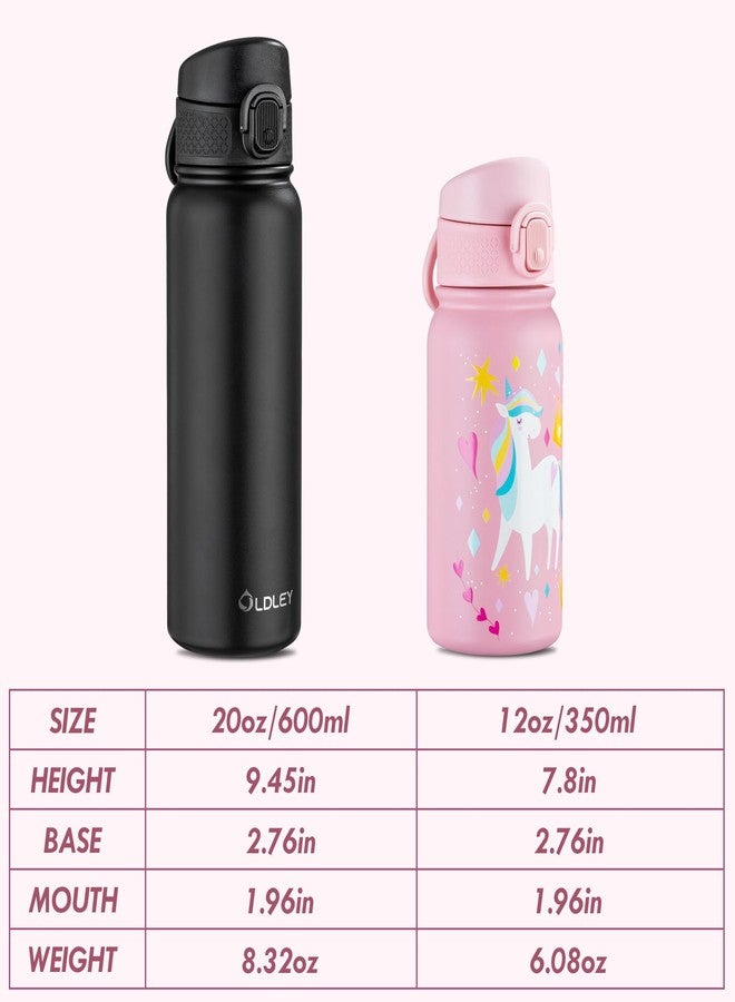 OLDLEY 12oz Kids Water Bottle, Stainless Steel Insulated Water Bottle For Kids, With Straws Leak-proof, Kids Water Bottles For School Boys Girls,Unicorn - Image 4