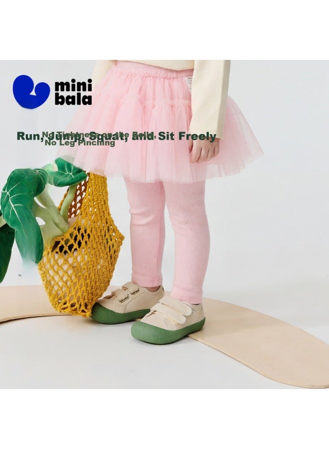 Minibala Girls Baby Pants Spring Cotton Soft Skin-friendly Lace Splice Sweet Skirt Leggings - Image 1