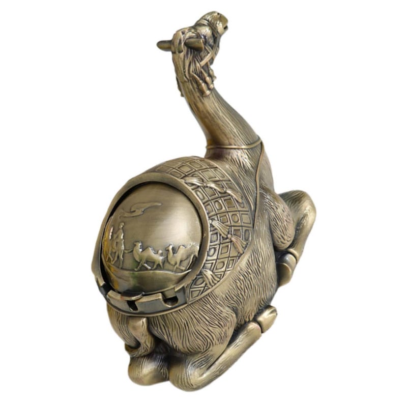Large Vintage Camel Metal Ashtray with Lid Windproof Indoor Outdoor Home Patio Decoration - Image 2